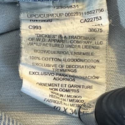 Vintage Dickies Jeans Mens 40x34 Blue Denim Relaxed Fit Workwear Classic 90s - Thumbnail 5