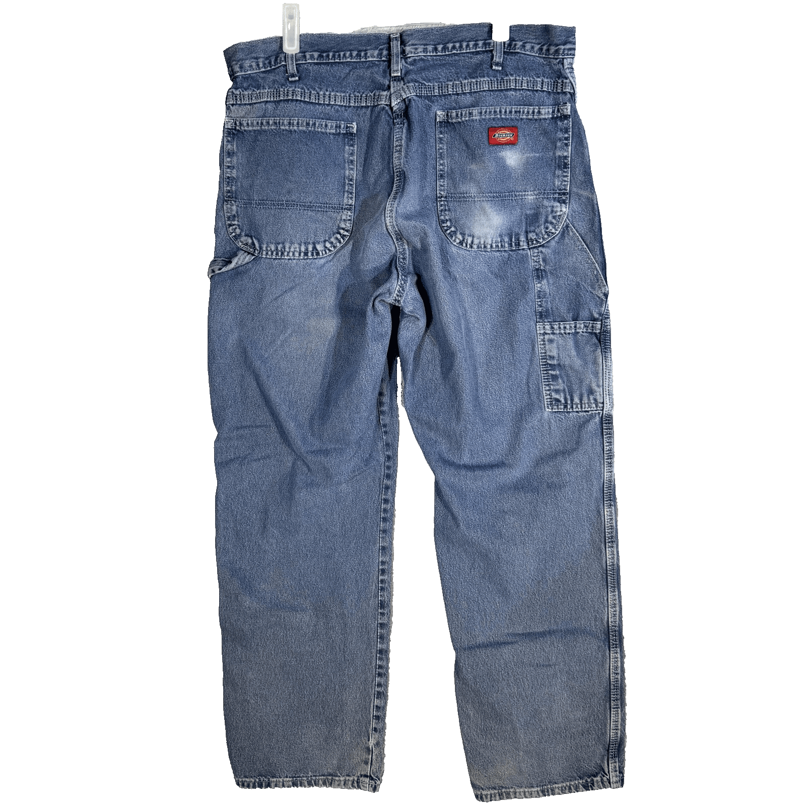 Dickies Carpenter Jeans Mens 36x32 Light Wash Denim Workwear Hammer Loop Utility - Thumbnail 2