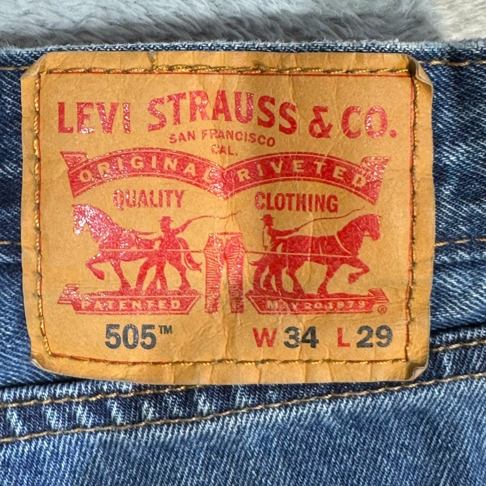 Levi’s 505 Men’s Jeans 34x29 Blue Denim Stretch Mid-Rise Straight Leg - Thumbnail 10