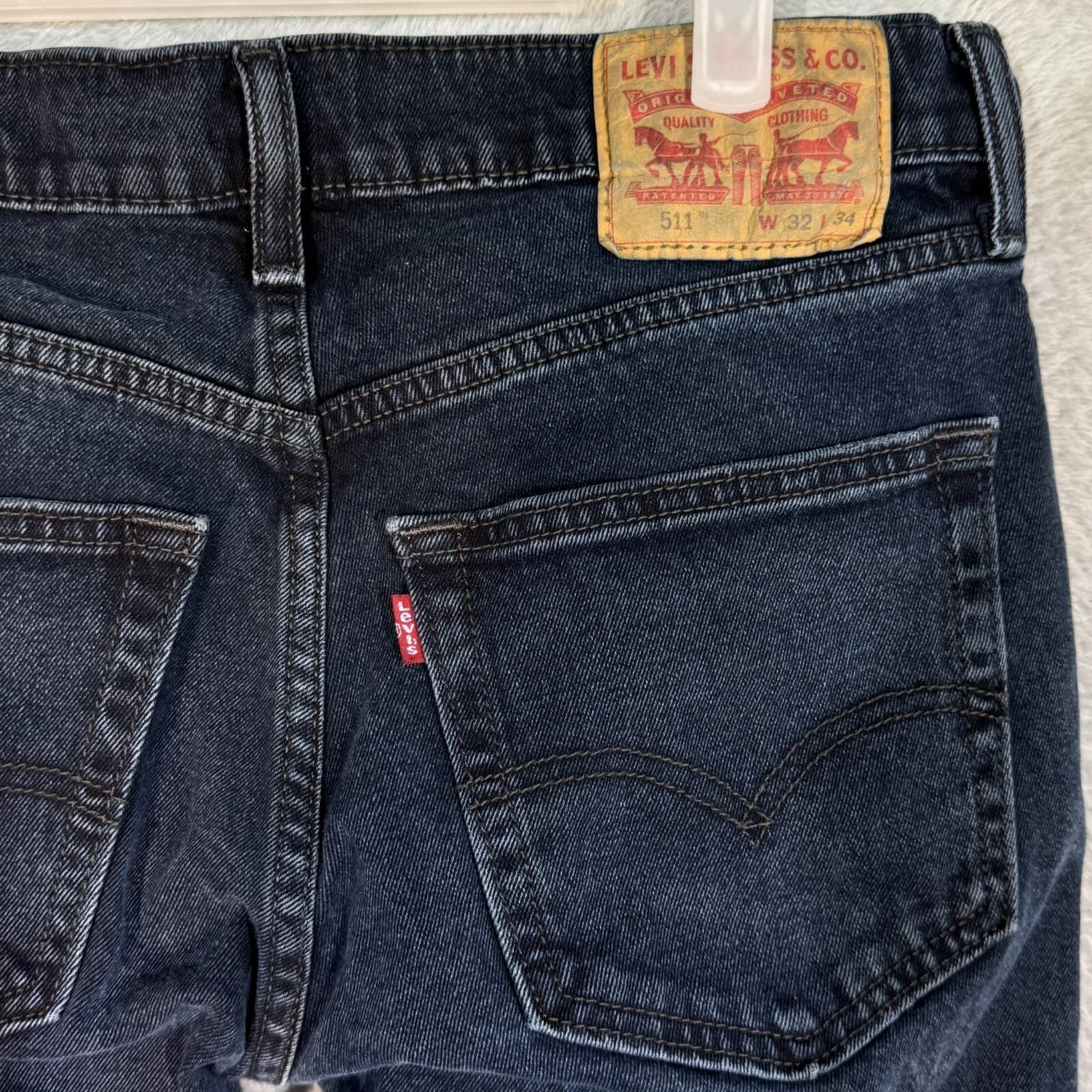 Levi's 511 Men's Jeans 32x34 Black Denim Stretch Slim Straight - Thumbnail 7