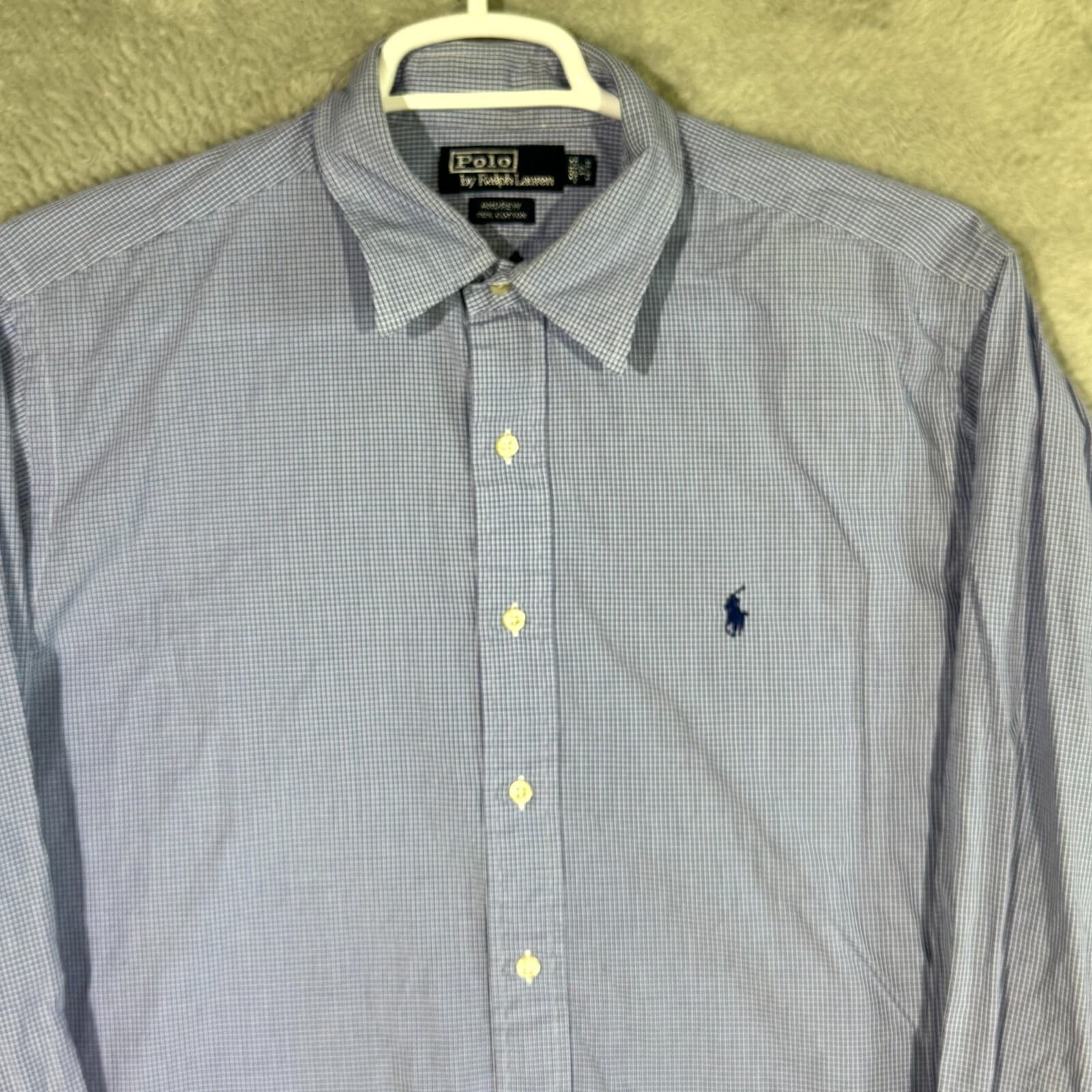 Polo Ralph Lauren Andrew Men’s Dress Shirt 17 34/35 Blue 100% Cotton - Thumbnail 4