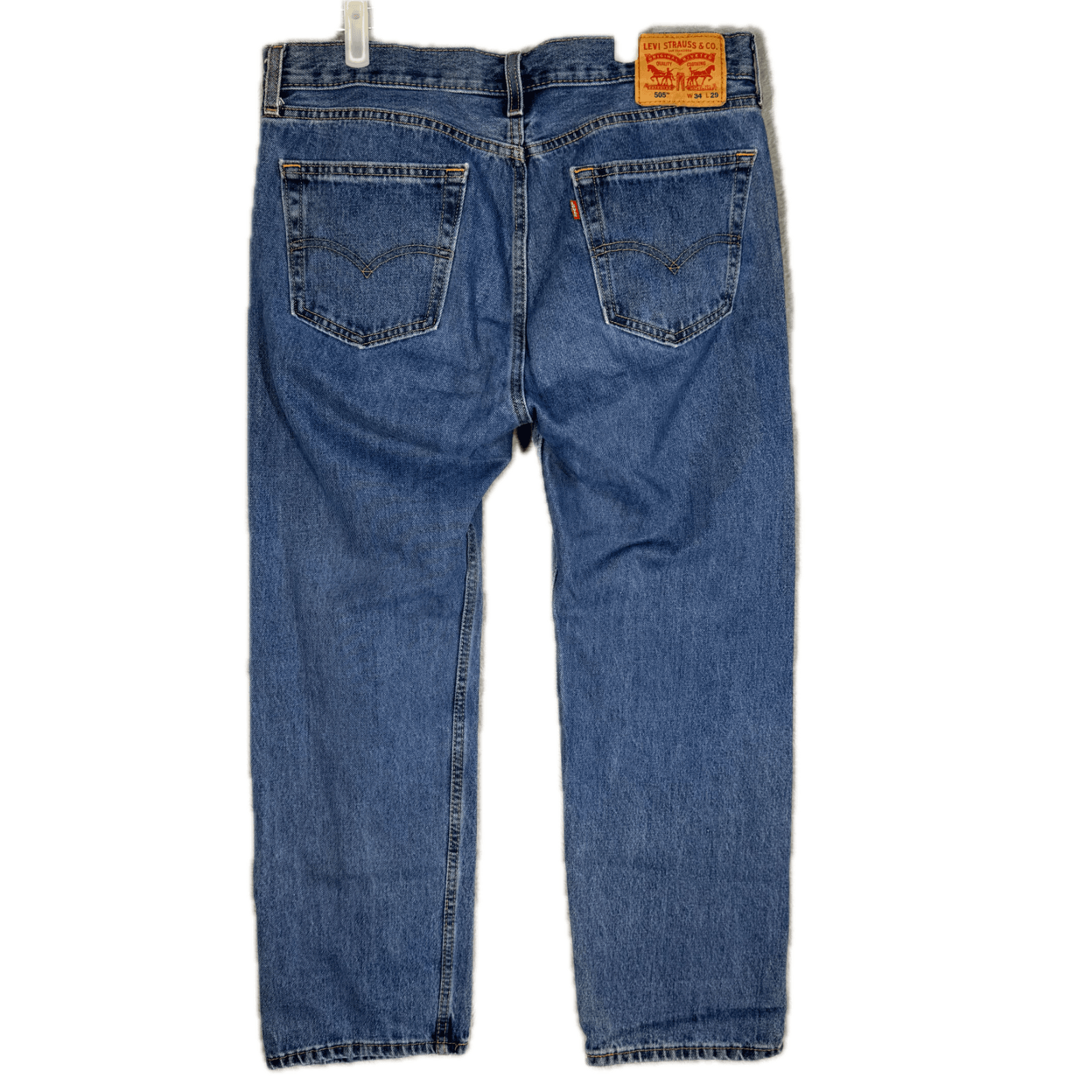 Levi’s 505 Men’s Jeans 34x29 Blue Denim Stretch Mid-Rise Straight Leg - Thumbnail 2