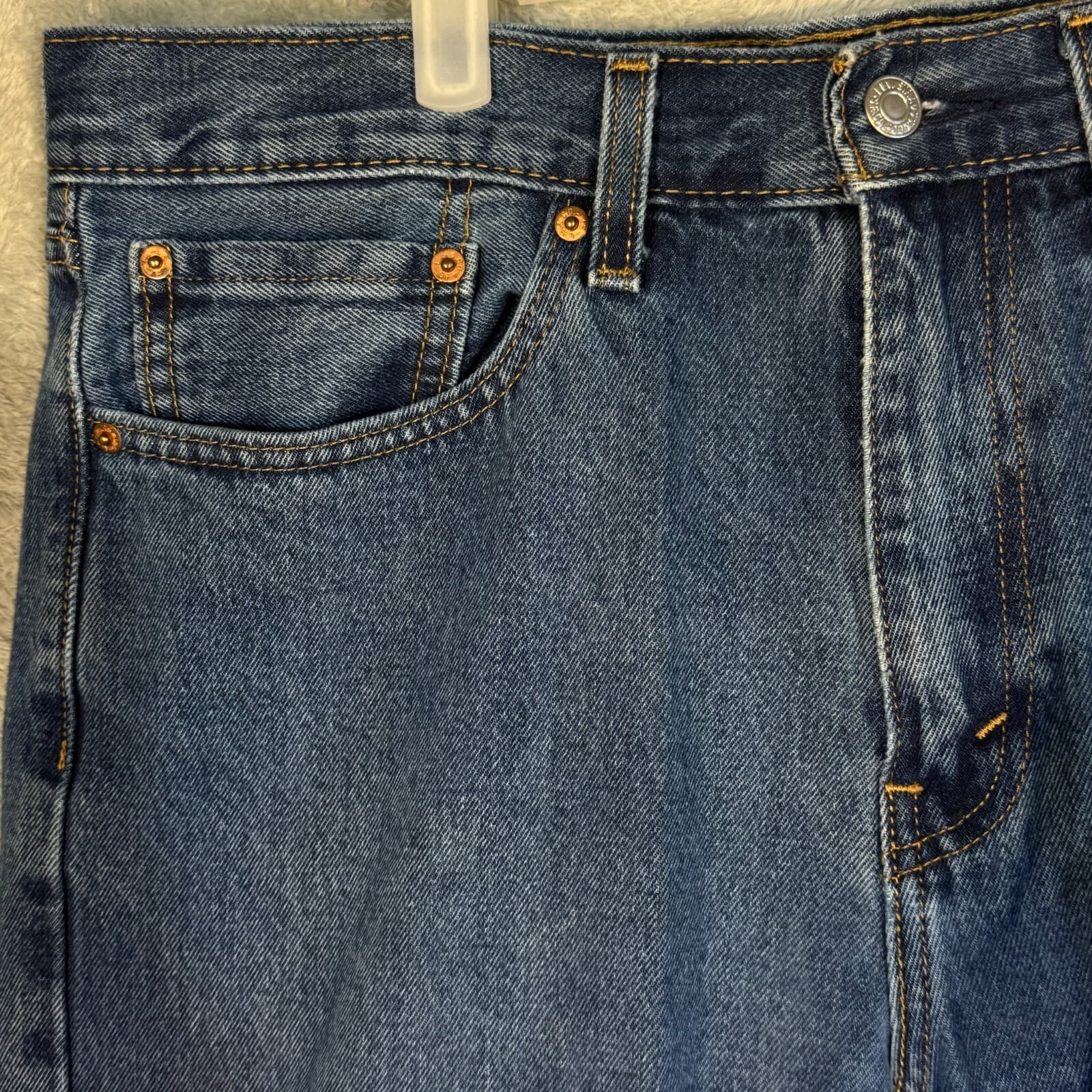 Levi’s 505 Men’s Jeans 34x29 Blue Denim Stretch Mid-Rise Straight Leg - Thumbnail 3