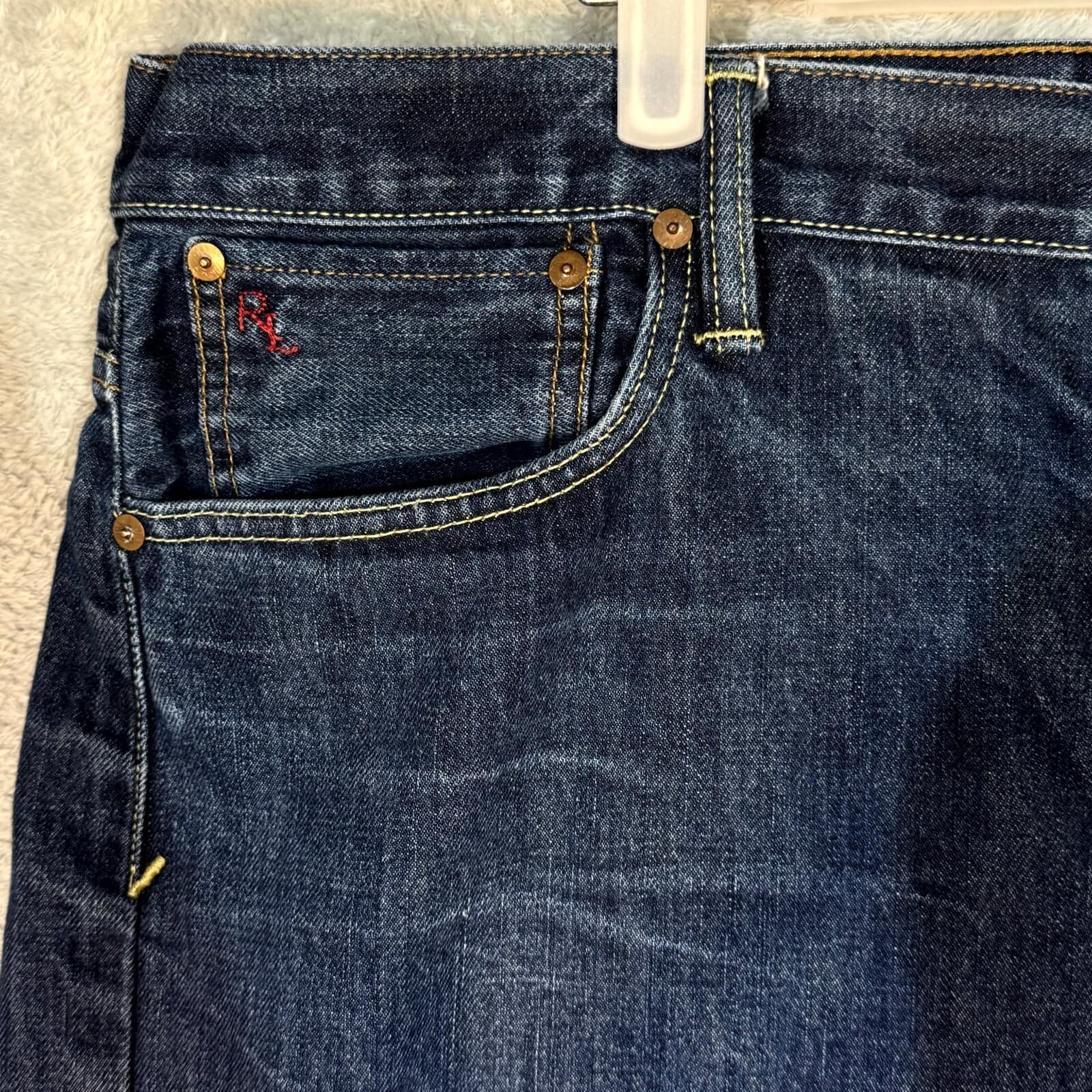 Polo Ralph Lauren Men’s Jeans 38x32 Blue Denim Mid-Rise Straight Leg M1431 - Thumbnail 3