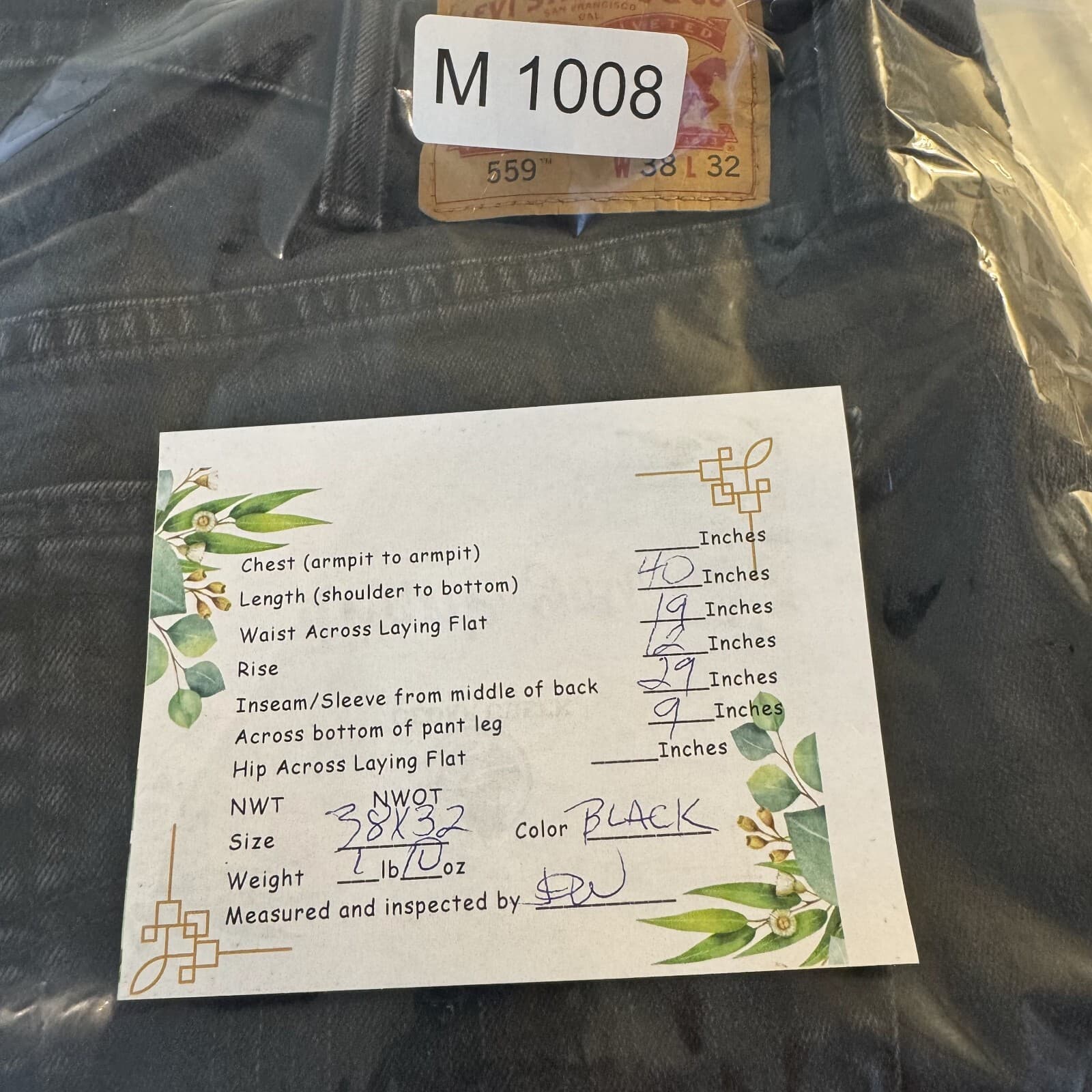 Levis 559 Jeans Men 38x32 Black Stretch Denim Relaxed Straight Fit Mid Rise - Thumbnail 9