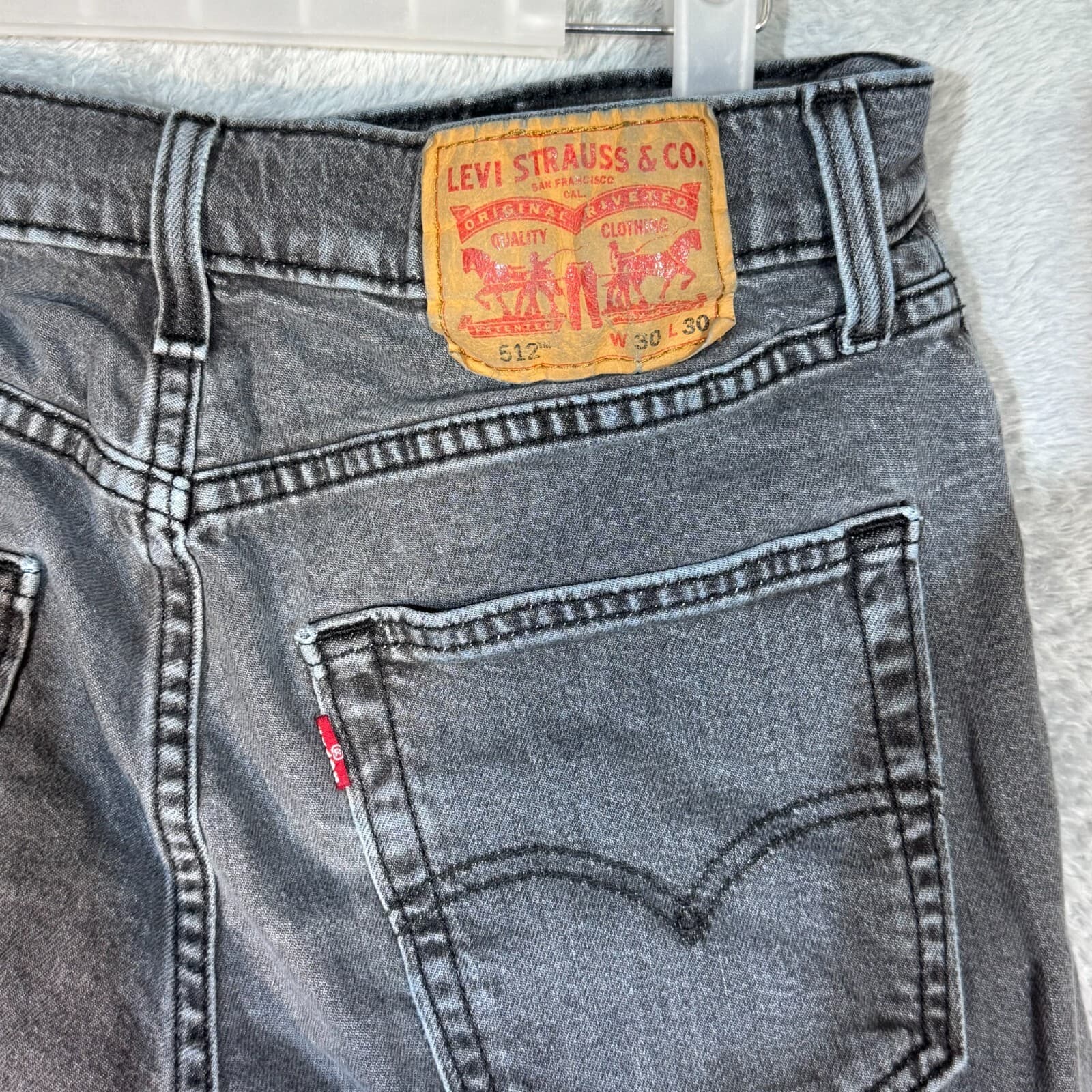 Levi's 512 Men's Jeans 30x30 Gray Denim Stretch Slim Tapered Fit - Thumbnail 7