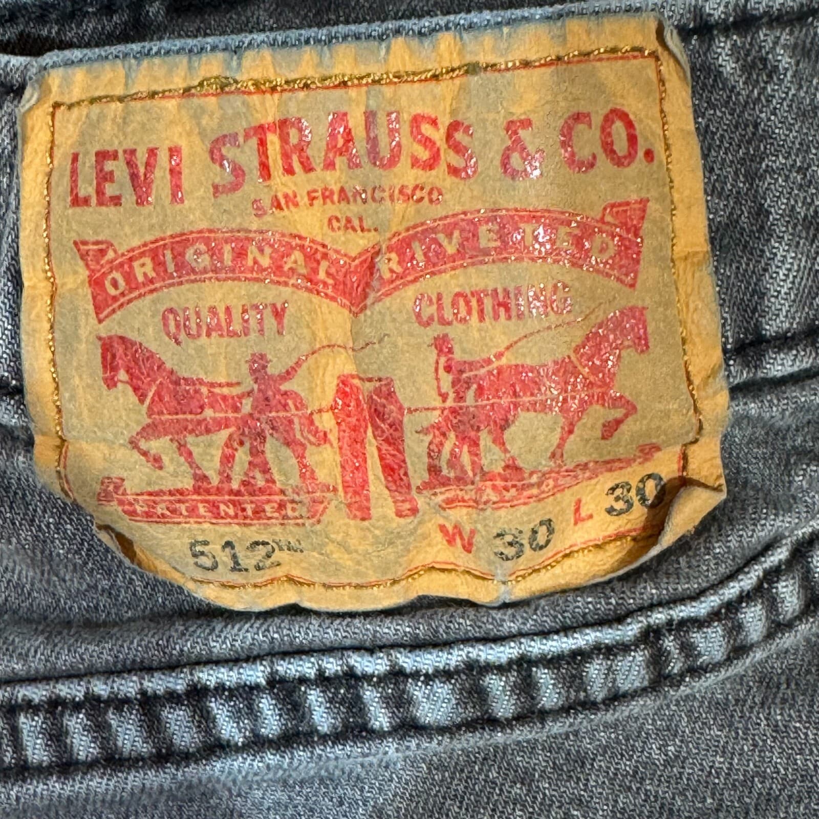 Levi's 512 Men's Jeans 30x30 Gray Denim Stretch Slim Tapered Fit - Thumbnail 10