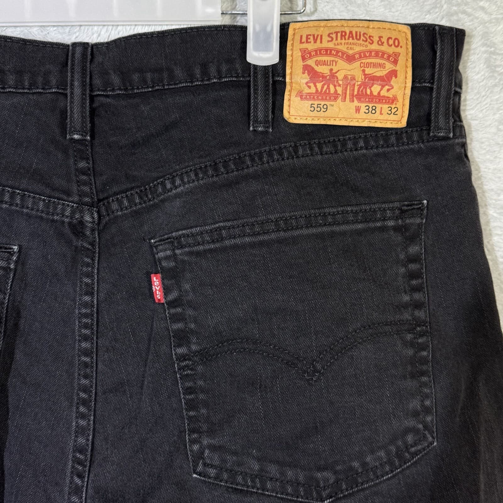 Levis 559 Jeans Men 38x32 Black Stretch Denim Relaxed Straight Fit Mid Rise - Thumbnail 7