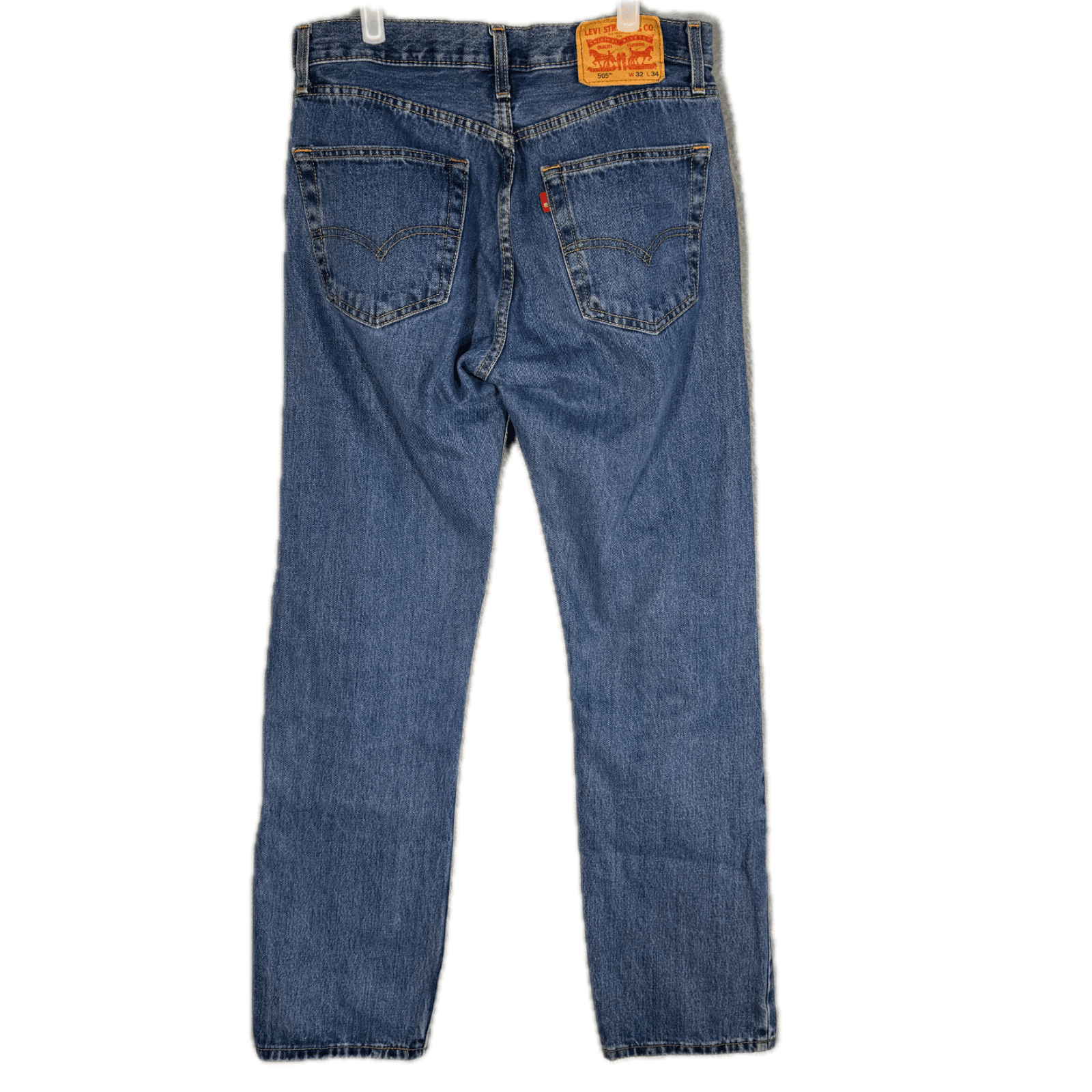 Levi’s 505 Men’s Jeans 32x34 Blue Denim Stretch Mid-Rise Straight Leg - Thumbnail 2