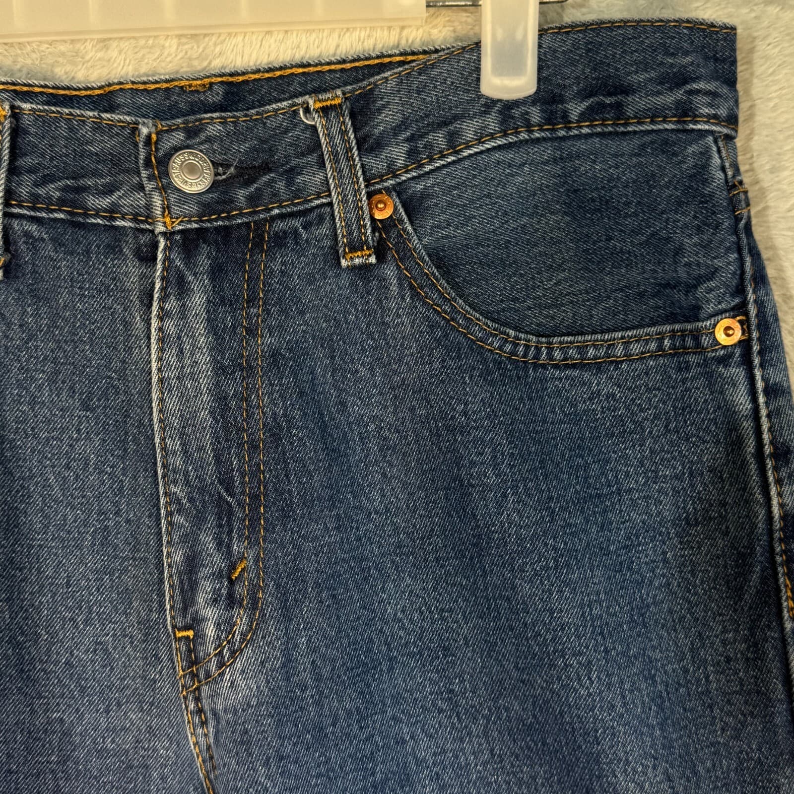 Levi’s 505 Men’s Jeans 32x34 Blue Denim Stretch Mid-Rise Straight Leg - Thumbnail 4