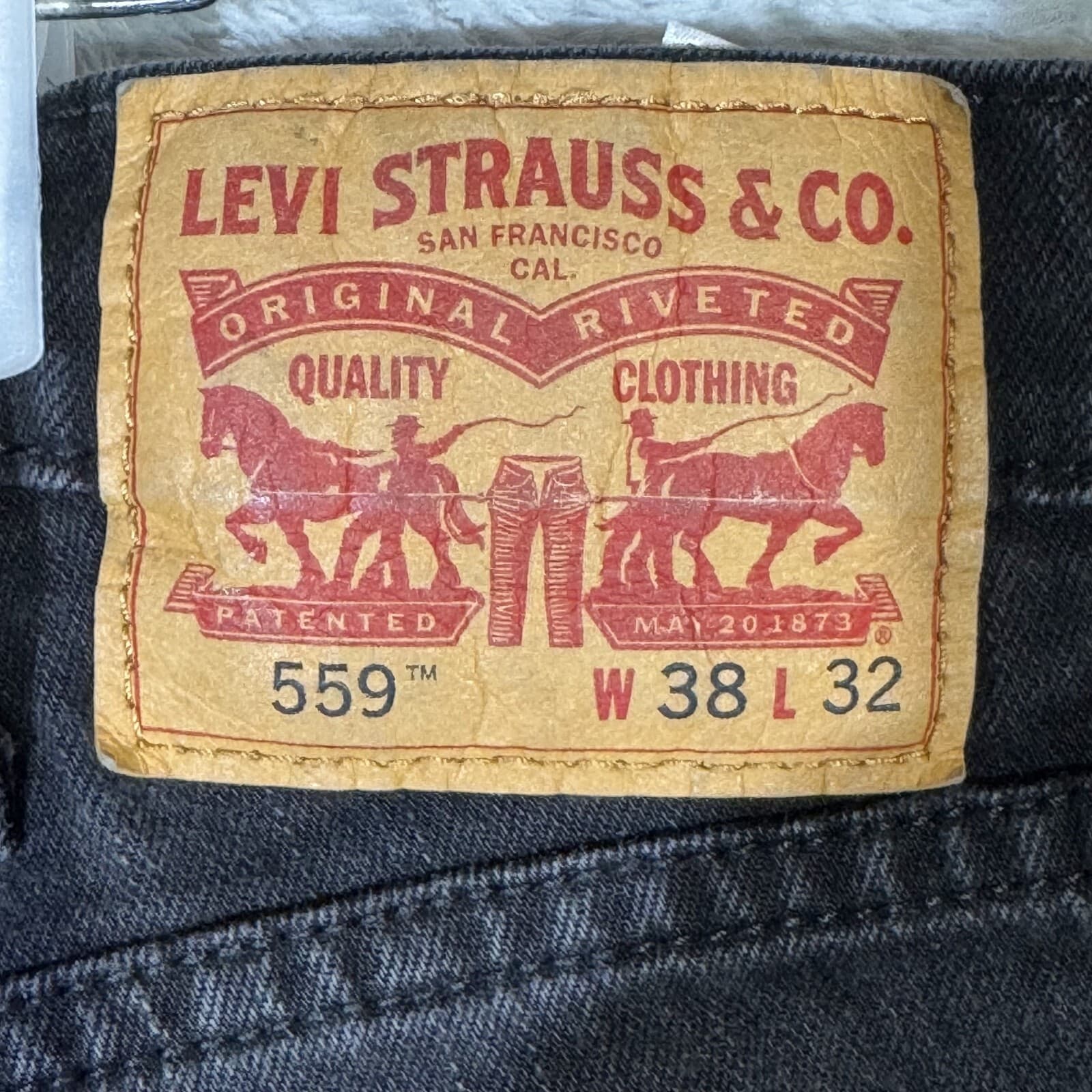 Levis 559 Jeans Men 38x32 Black Stretch Denim Relaxed Straight Fit Mid Rise - Thumbnail 10