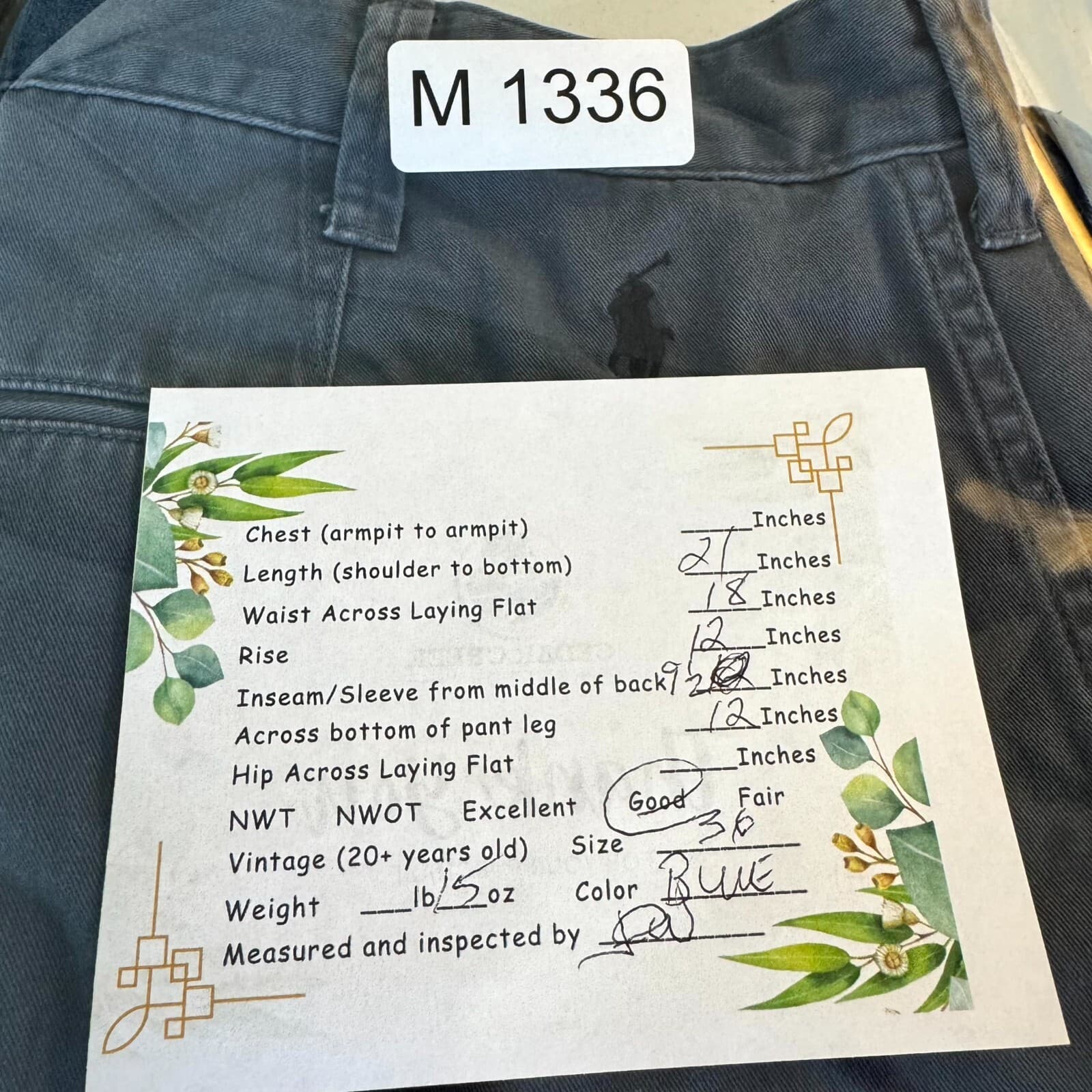 Polo Ralph Lauren Men’s Chino Shorts 36 Blue Cotton Relaxed Fit Mid-Rise - Thumbnail 9