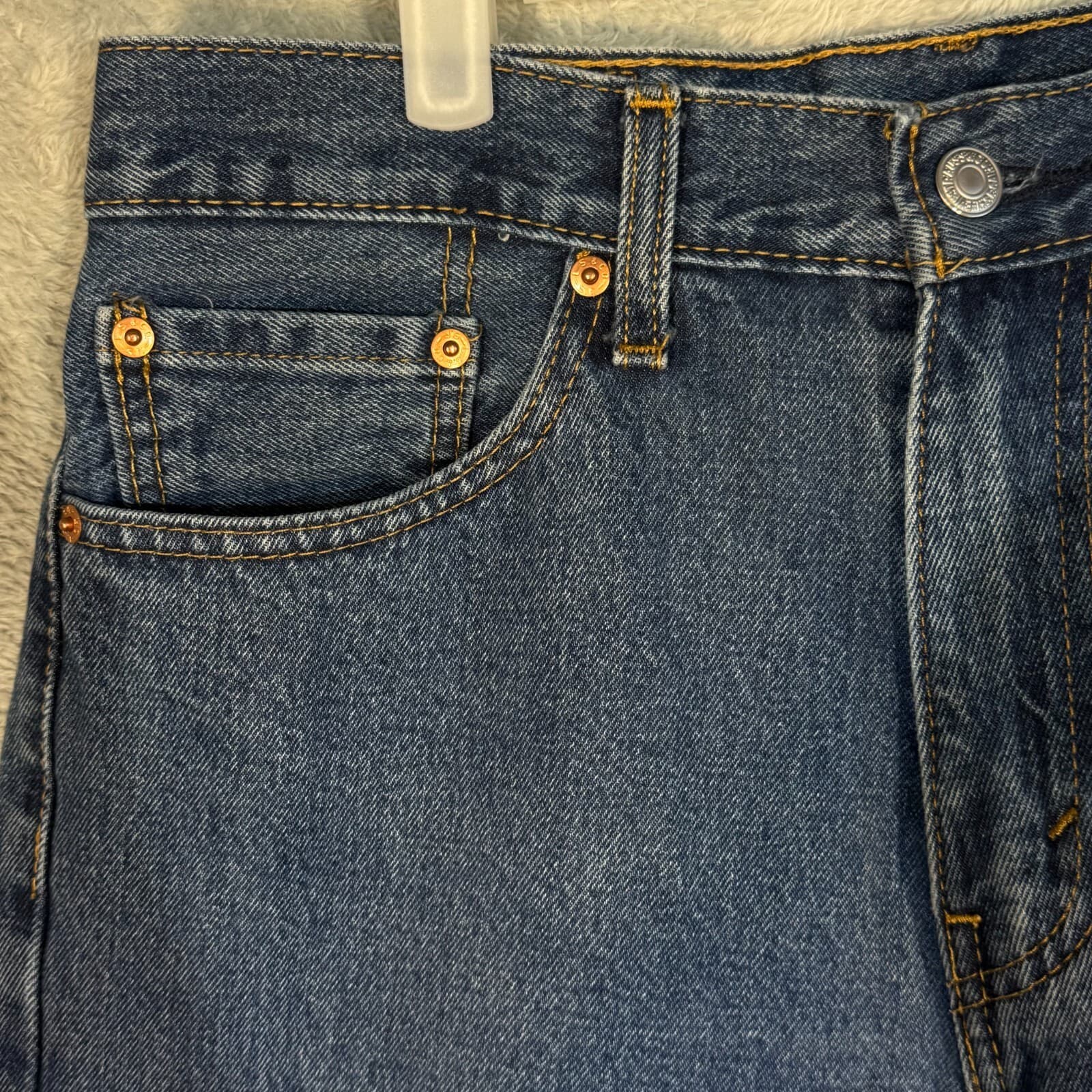 Levi’s 505 Men’s Jeans 32x34 Blue Denim Stretch Mid-Rise Straight Leg - Thumbnail 3