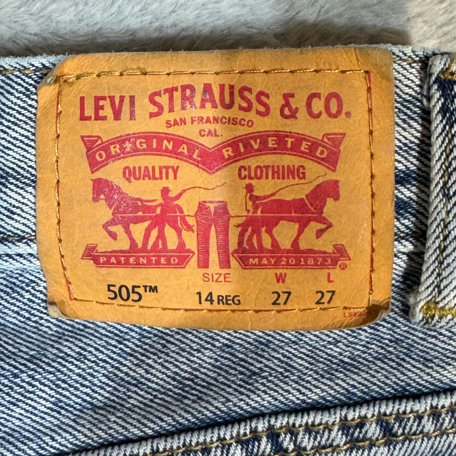 Levi’s 505 Boys Jeans Size 14 Reg 27x27 Blue Denim Stretch Straight Leg - Thumbnail 10