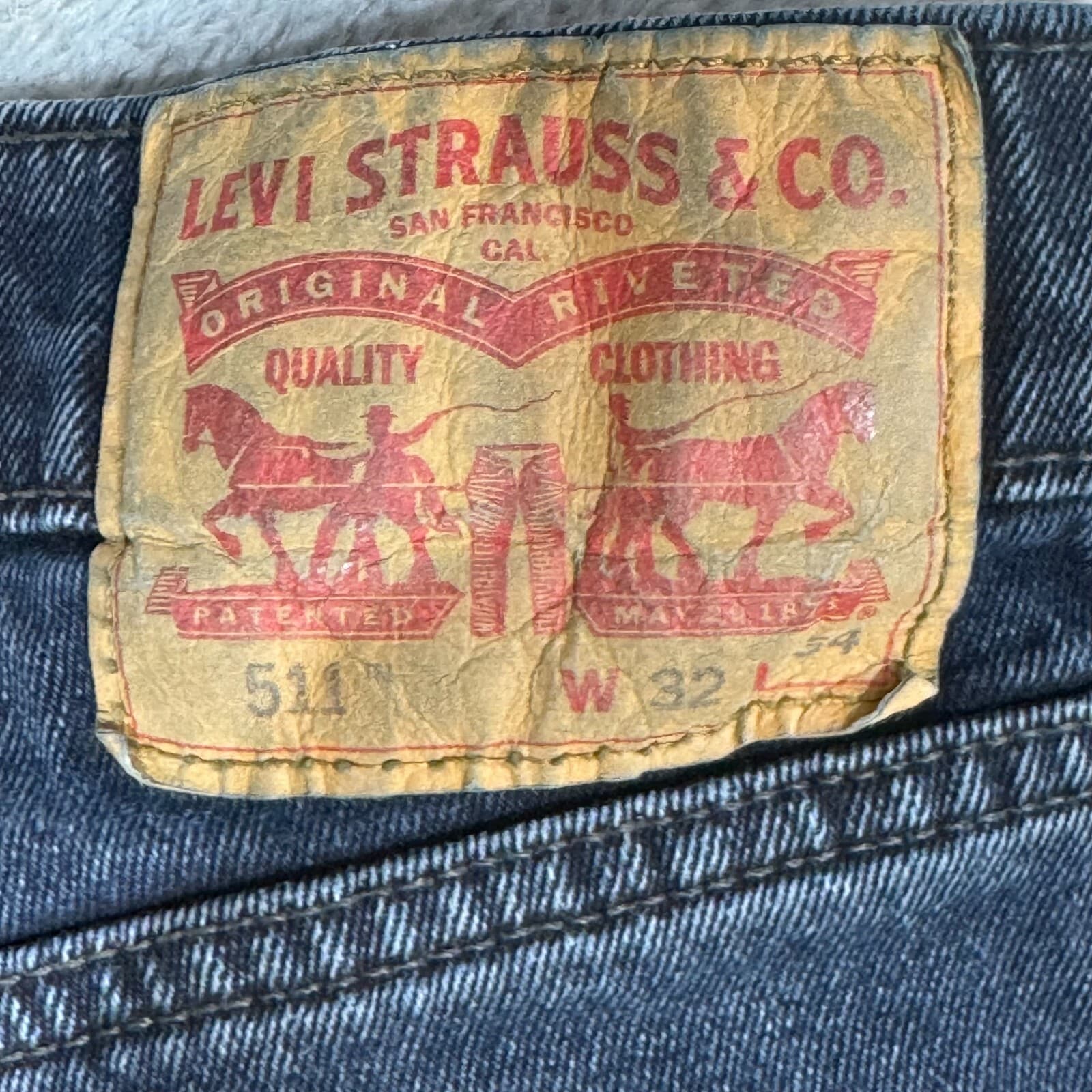 Levi's 511 Men's Jeans 32x34 Black Denim Stretch Slim Straight - Thumbnail 10