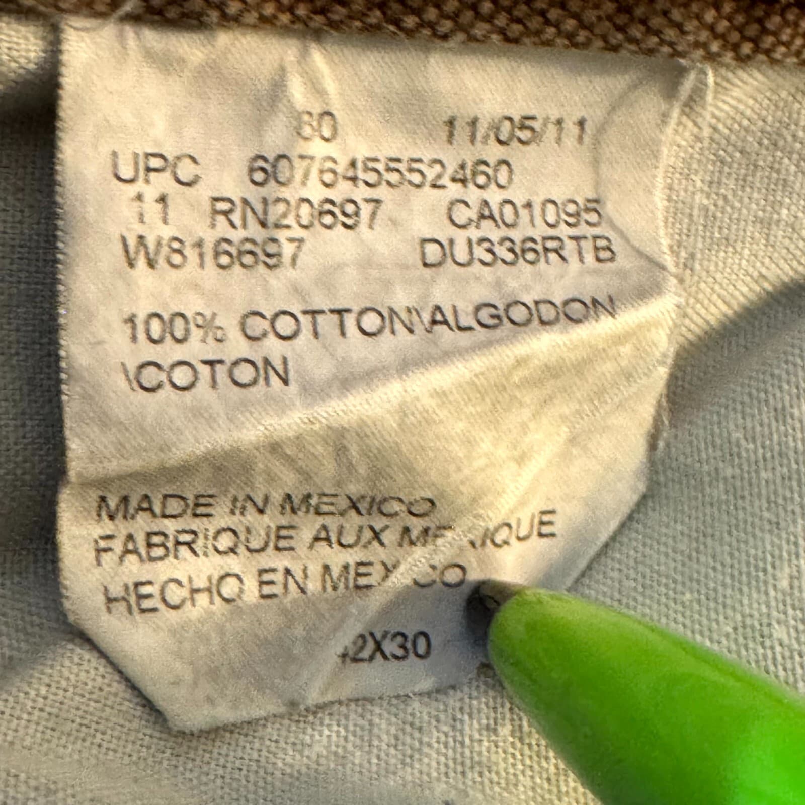 Dickies Carpenter Jeans Men 42x30 Brown 100 Percent Cotton Workwear Utility - Thumbnail 13