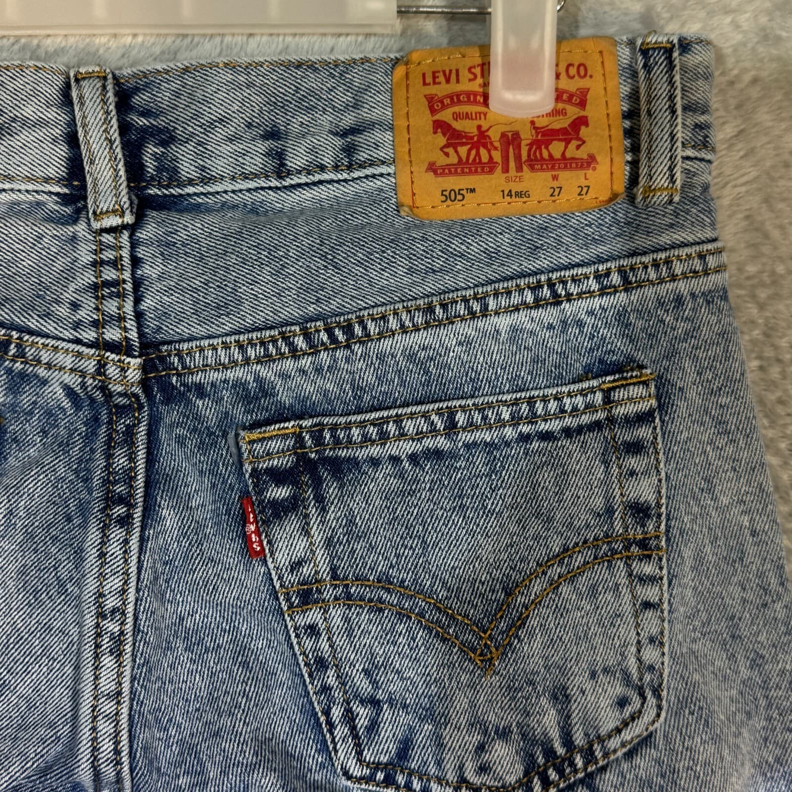 Levi’s 505 Boys Jeans Size 14 Reg 27x27 Blue Denim Stretch Straight Leg - Thumbnail 7