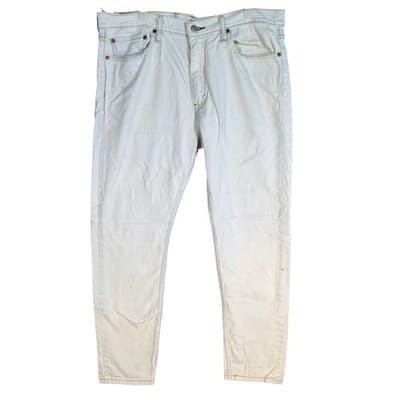 Levis 510 Jeans Mens 36x30 Beige Skinny Fit Stretch Denim Stained Distressed - Image 1