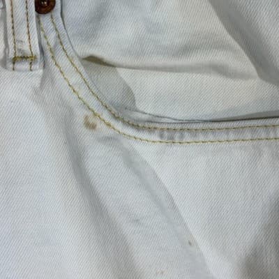 Levis 510 Jeans Mens 36x30 Beige Skinny Fit Stretch Denim Stained Distressed - Thumbnail 4