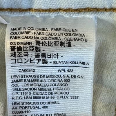 Levis 510 Jeans Mens 36x30 Beige Skinny Fit Stretch Denim Stained Distressed - Thumbnail 8