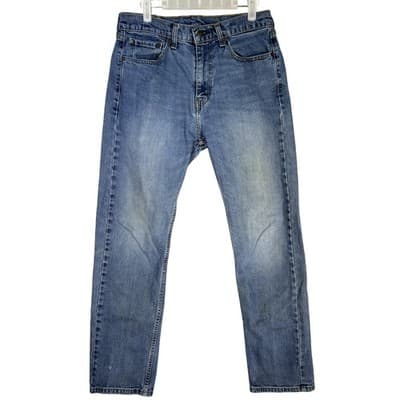 Levis 505 Jeans Mens 32x32 Blue Denim Straight Leg Distressed Made Egypt - Image 1
