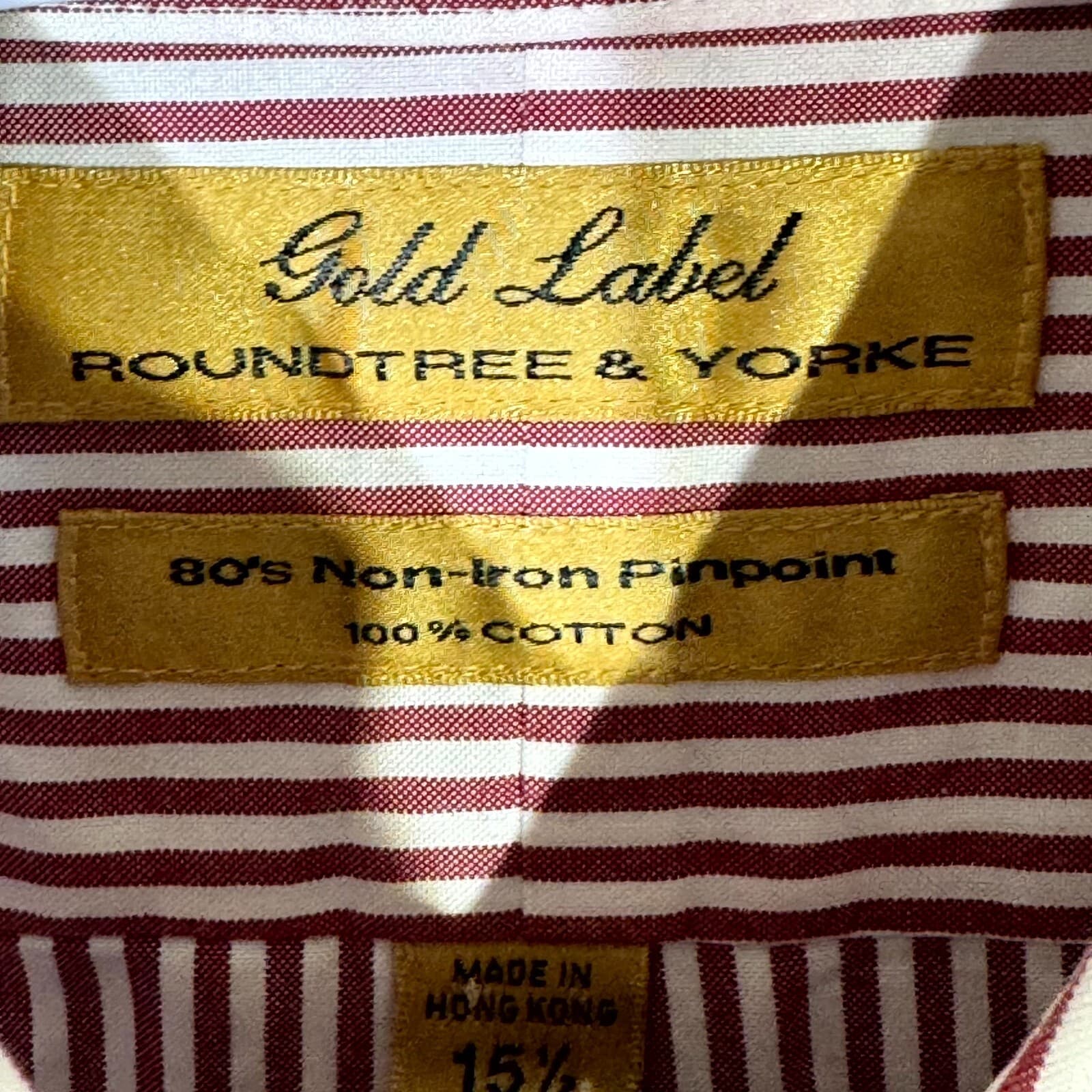 Gold Label Men's Dress Shirt 15.5/35 Red Striped 100% Cotton Career Formal - Thumbnail 7