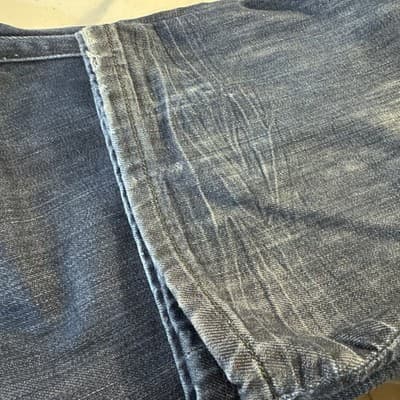 Levis 501 Jeans Mens 42x32 Blue Straight Leg Button Fly Denim Distressed Classic - Thumbnail 7