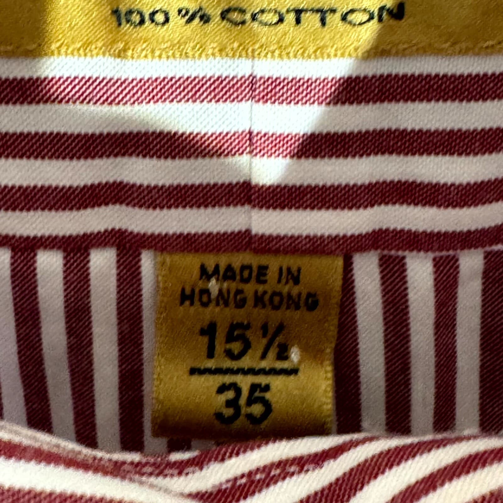 Gold Label Men's Dress Shirt 15.5/35 Red Striped 100% Cotton Career Formal - Thumbnail 8