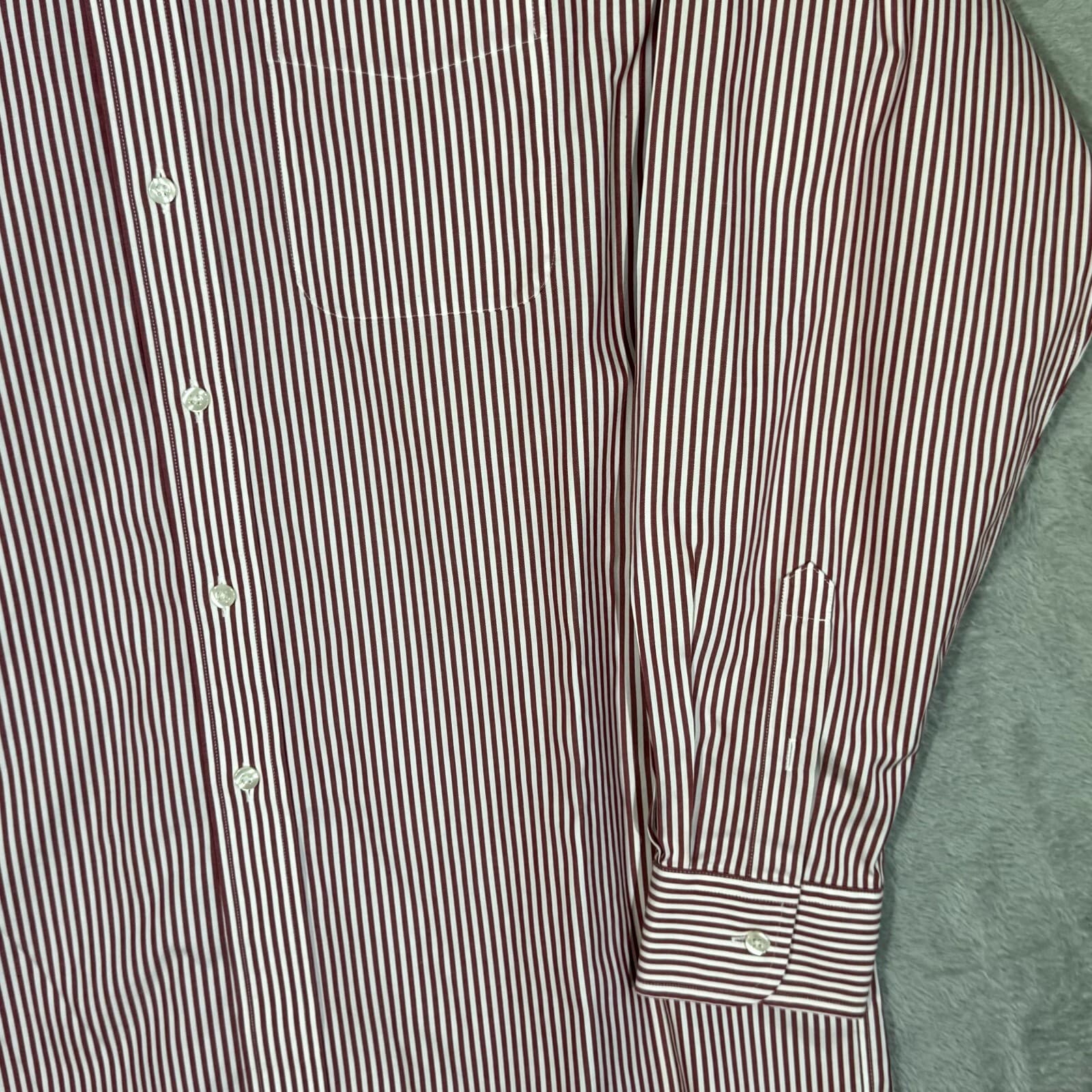 Gold Label Men's Dress Shirt 15.5/35 Red Striped 100% Cotton Career Formal - Thumbnail 5