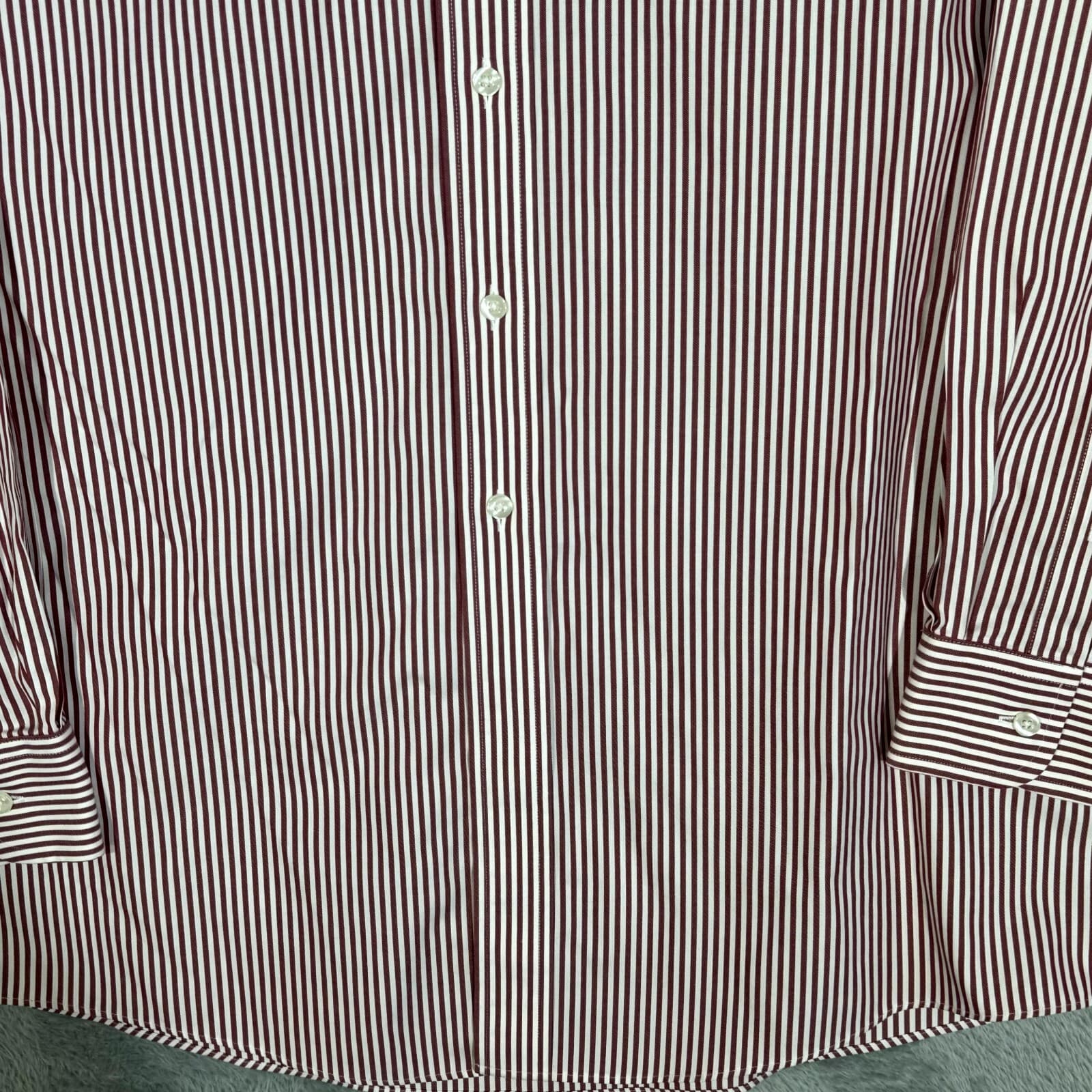 Gold Label Men's Dress Shirt 15.5/35 Red Striped 100% Cotton Career Formal - Thumbnail 6