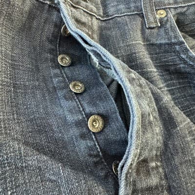 Levis 501 Jeans Mens 42x32 Blue Straight Leg Button Fly Denim Distressed Classic - Thumbnail 6