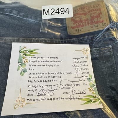 Levis 517 Jeans Mens 44x30 Blue Denim Bootcut Straight Leg 100% Cotton - Thumbnail 8