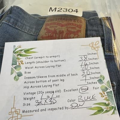 Levis 511 Jeans Mens 32x30 Blue Slim Fit Stretch Denim Whiskered Distressed - Thumbnail 11