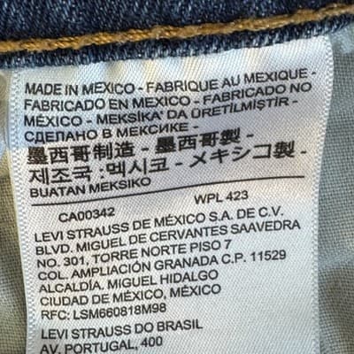 Levis 511 Jeans Mens 32x30 Blue Slim Fit Stretch Denim Whiskered Distressed - Thumbnail 5
