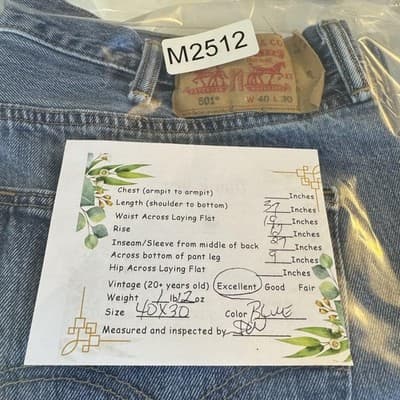 Levis 501 Jeans Mens 40x30 Straight Leg Button Fly Classic Vintage Denim Pants - Thumbnail 9