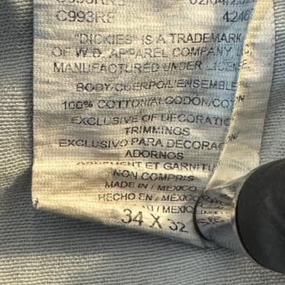 Dickies Jeans Mens 34x32 Blue Denim Straight Leg Classic Workwear Pants Good - Thumbnail 4