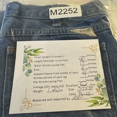 Dickies Jeans Mens 34x32 Blue Denim Straight Leg Classic Workwear Pants Good - Thumbnail 7