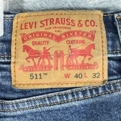 Levis 511 Jeans Mens 40x32 Blue Slim Fit Stretch Tapered Leg Denim Pants 511 - Thumbnail 3