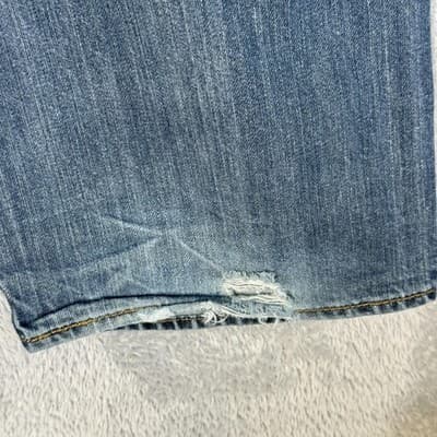 Levis 501 Jeans Mens 40x30 Blue Distressed Button Fly Whiskered Denim Pants - Thumbnail 5