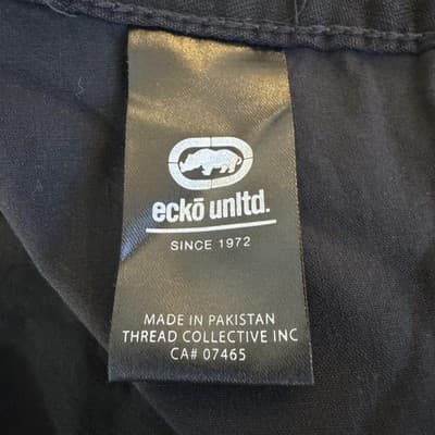 Ecko Unltd Shorts Mens 36 Black Rawthentic Denim Cotton Casual Relaxed Fit - Thumbnail 7