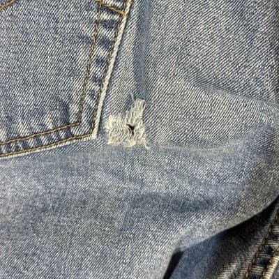 Levis 505 Jeans Mens 32x32 Blue Denim Straight Leg Distressed Made Egypt - Thumbnail 4