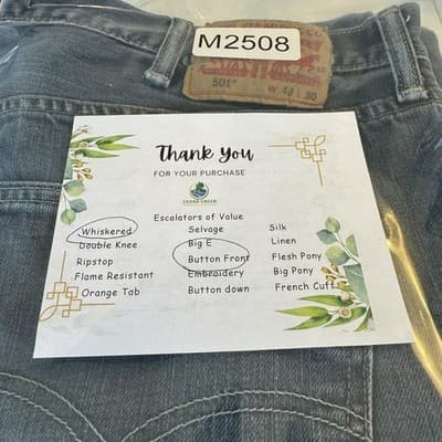 Levis 501 Jeans Mens 40x30 Blue Distressed Button Fly Whiskered Denim Pants - Thumbnail 11