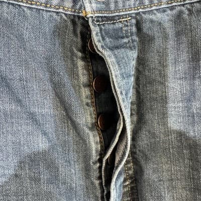 Levis 501 Jeans Mens 40x30 Blue Distressed Button Fly Whiskered Denim Pants - Thumbnail 3