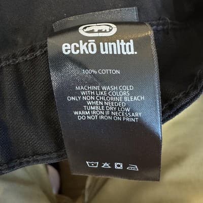 Ecko Unltd Shorts Mens 36 Black Rawthentic Denim Cotton Casual Relaxed Fit - Thumbnail 8