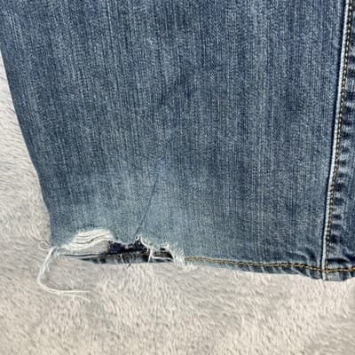 Levis 501 Jeans Mens 40x30 Blue Distressed Button Fly Whiskered Denim Pants - Thumbnail 4