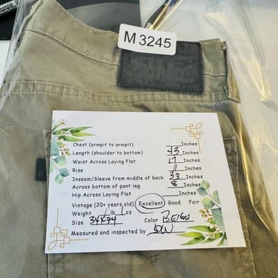 Levis 513 Jeans Mens 34x34 Beige Light Wash Slim Tapered Denim Mid Rise - Thumbnail 9