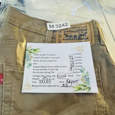 Levi's Pants Mens 38x33 Brown Carpenter Slim Taper Canvas Stretch Workwear - Thumbnail 10