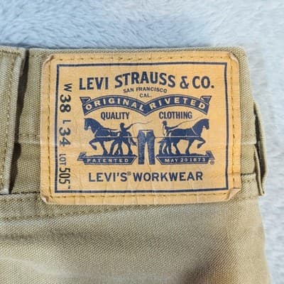 Levi's Pants Mens 38x33 Brown Carpenter Slim Taper Canvas Stretch Workwear - Thumbnail 4