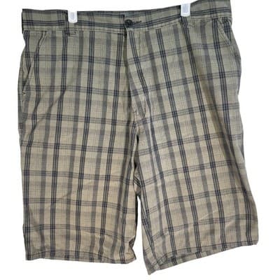 Dickies Shorts Mens 38 Brown Plaid Work Chino Utility Multi Pocket 12 Inseam - Image 1