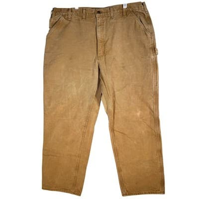 Carhartt Pants Mens 44x32 Brown Flannel Lined Duck Dungaree Work B111 Carpenter - Image 1